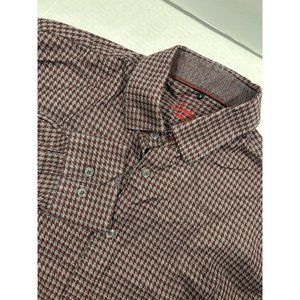 Luchiano Visconti Burgundy Houndstooth Long‎ Sleeve Button Down Mens Large